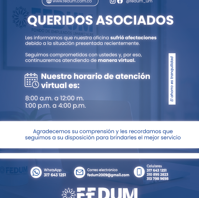 FEDUM continúa atendiendo a sus asociados de manera virtual